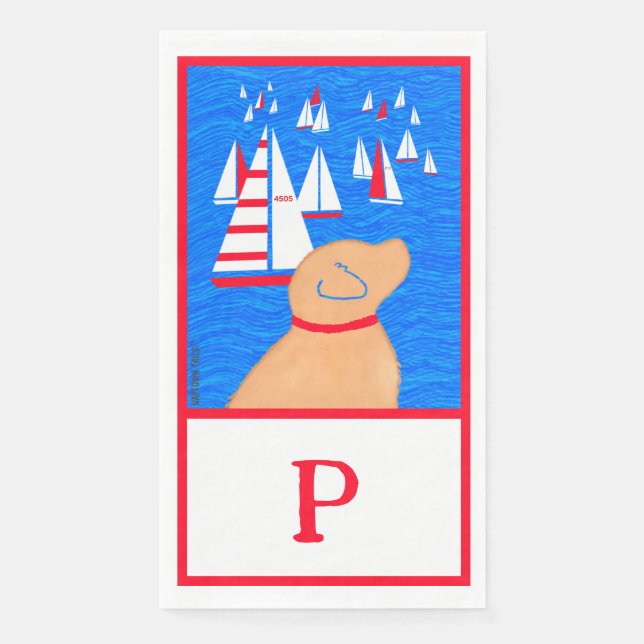 Regatta Day Yellow Dog Cloth Guest Towel (Front)