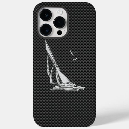 Regatta Sailboat on Carbon Fiber Style Case_Mate iPhone 14 Pro Max Case