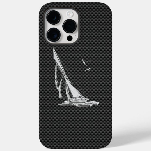 Regatta Sailboat on Carbon Fiber Style Case-Mate iPhone Case (Back)