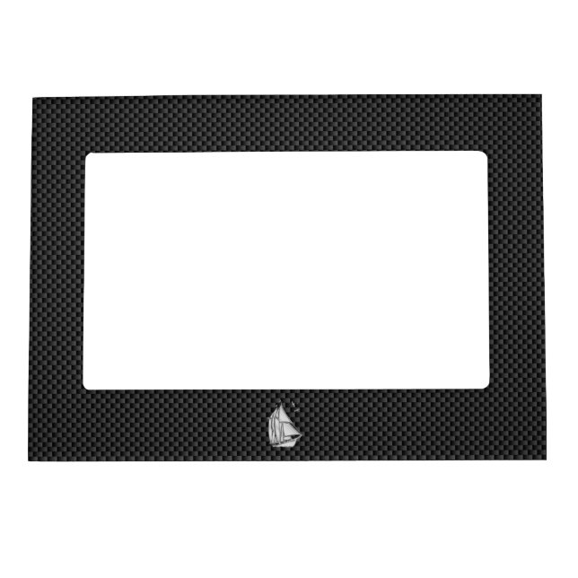 Regatta Sailboat on Carbon Fiber Style Magnetic Photo Frame (Front)