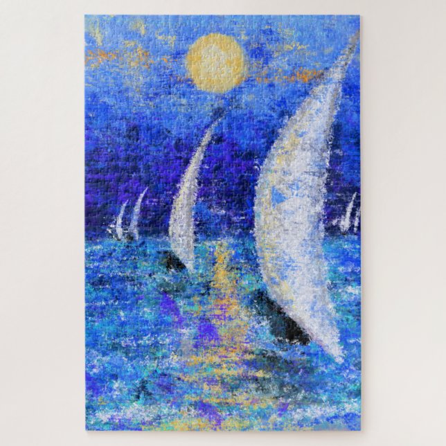 Regatta Sailing - Abstract Art Original Painting Jigsaw Puzzle (Vertical)
