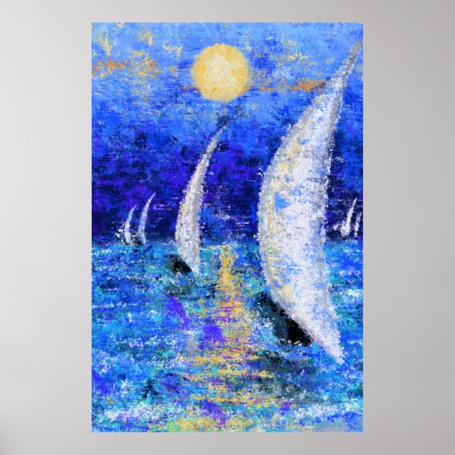 Regatta Sailing - Abstract Art Original Painting  Poster (Front)