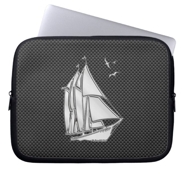 Regatta Style Sailboat on Carbon Fiber Decor Laptop Sleeve (Front)