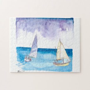 Regatta with Sailboats in Fresh Caribbean Breeze Jigsaw Puzzle