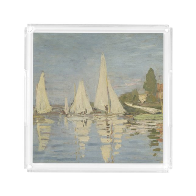 Regattas at Argenteuil, OIl Painting, Claude Monet Acrylic Tray (Front)