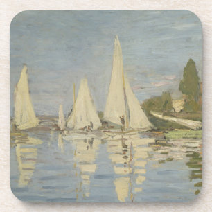 Regattas at Argenteuil, OIl Painting, Claude Monet Beverage Coaster
