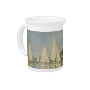 Regattas at Argenteuil, OIl Painting, Claude Monet Beverage Pitcher