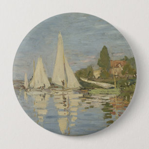 Regattas at Argenteuil, OIl Painting, Claude Monet Button