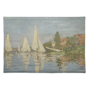 Regattas at Argenteuil, OIl Painting, Claude Monet Cloth Placemat
