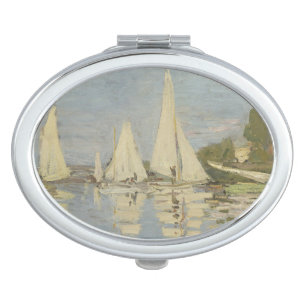 Regattas at Argenteuil, OIl Painting, Claude Monet Compact Mirror