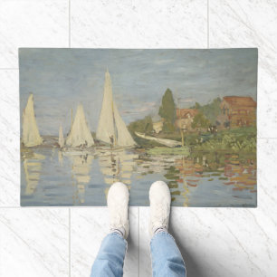 Regattas at Argenteuil, OIl Painting, Claude Monet Doormat