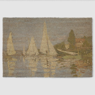 Regattas at Argenteuil, OIl Painting, Claude Monet Fiber Doormat