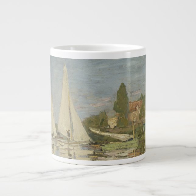 Regattas at Argenteuil, OIl Painting, Claude Monet Giant Coffee Mug (Front)