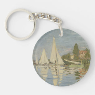 Regattas at Argenteuil, OIl Painting, Claude Monet Keychain