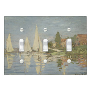 Regattas at Argenteuil, OIl Painting, Claude Monet Light Switch Cover