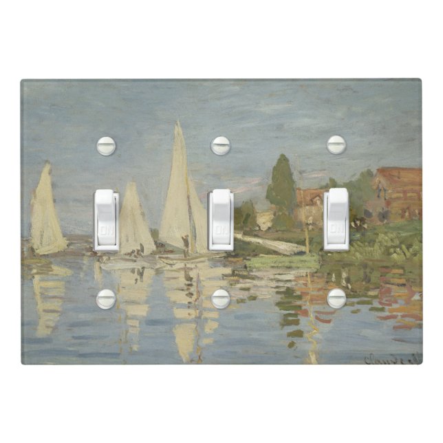 Regattas at Argenteuil, OIl Painting, Claude Monet Light Switch Cover (In Situ)