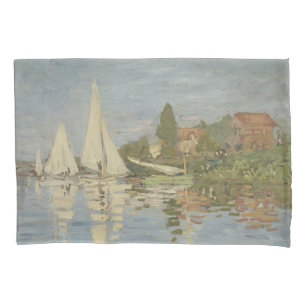 Regattas at Argenteuil, OIl Painting, Claude Monet Pillow Case