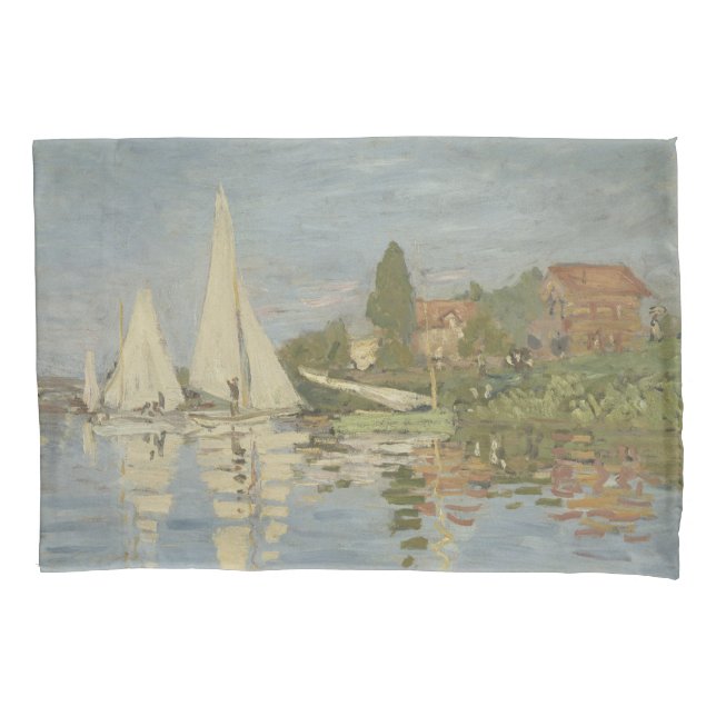 Regattas at Argenteuil, OIl Painting, Claude Monet Pillow Case (Front)