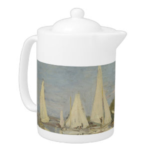 Regattas at Argenteuil, OIl Painting, Claude Monet Teapot