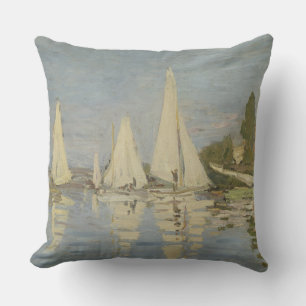 Regattas at Argenteuil, OIl Painting, Claude Monet Throw Pillow