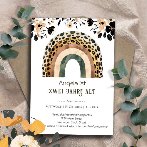 Regenbogen Boho 2 Geburtstag Invitation