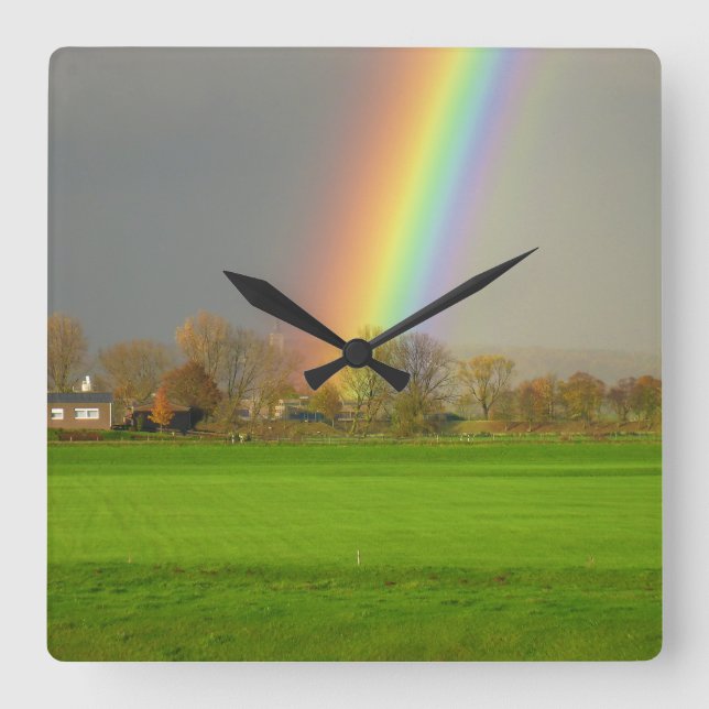 Regenbogen nach dem Sturm-Uhr! Square Wall Clock (Front)
