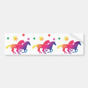 Regenbogen Pferde Bumper Sticker