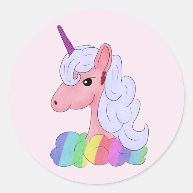 Regenbogeneinhorn  classic round sticker (Front)