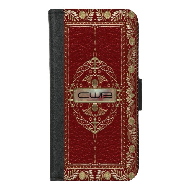 Regencatio Scarletry Beautiful Old Book Monogram iPhone Wallet Case (Front)