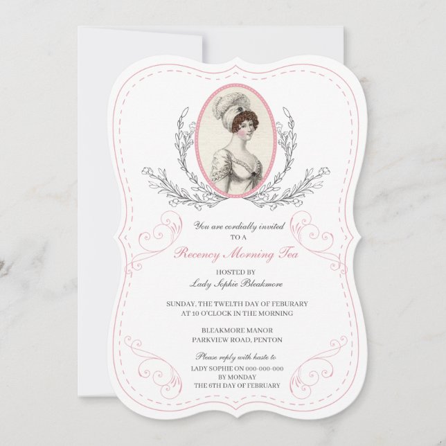 Regency Austen Tea Party Invitation (Front)