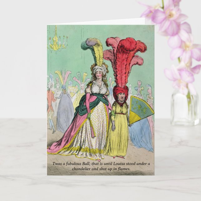 Regency Ball Funny Blank Greetings Card (Orchid)
