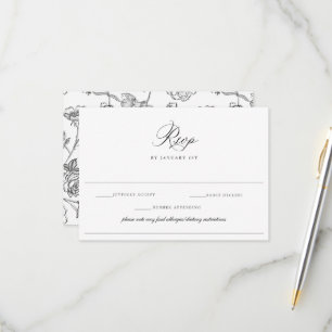 Regency Black Allergy Diet Restriction Wedding RSVP Card