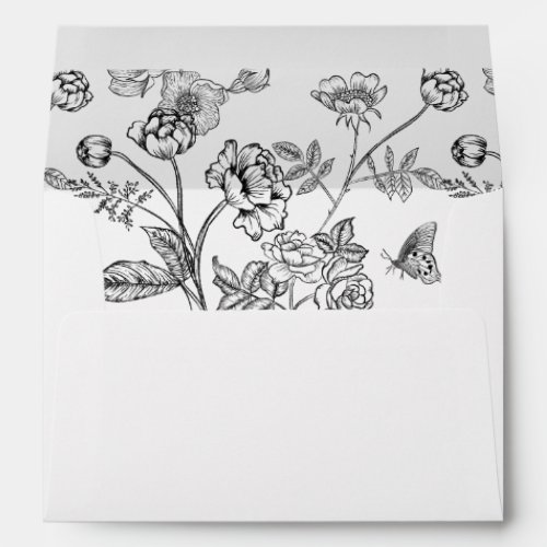 Regency Black Floral Wedding Envelope