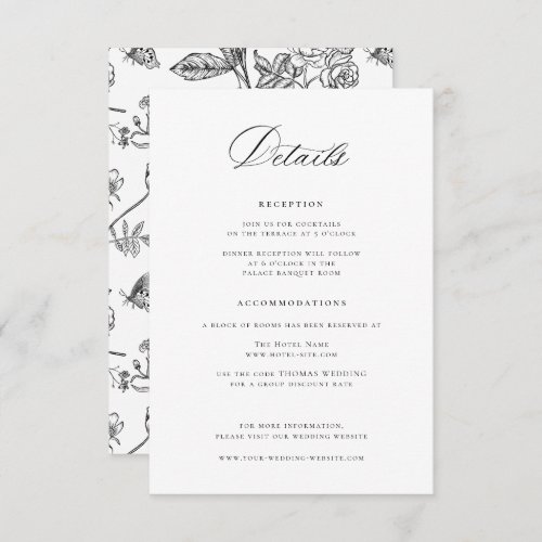 Regency Black Wedding Details Enclosure Card