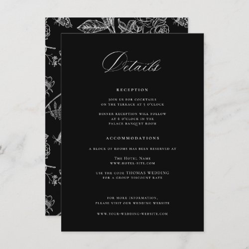 Regency Black Wedding Details Enclosure Card