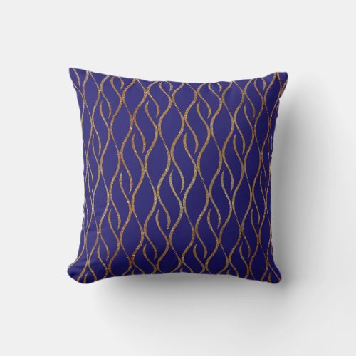 Regency Blue and Gold Decorator Accent Pillow