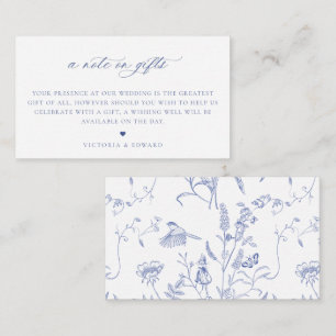 Regency Blue Floral A Note On Gifts Wedding Enclosure Card
