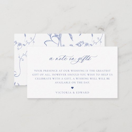 Regency Blue Floral A Note On Gifts Wedding Enclosure Card
