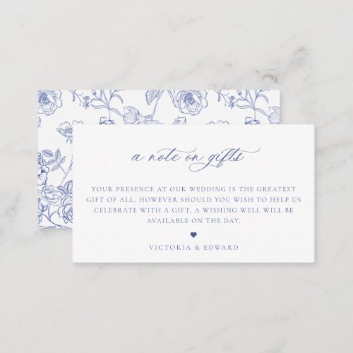 Regency Blue Floral A Note On Gifts Wedding Enclosure Card