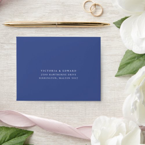 Regency Blue Floral Wedding RSVP Envelope