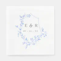 Watercolor Ginger Jar Monogram Wedding Crest Napkins, Zazzle