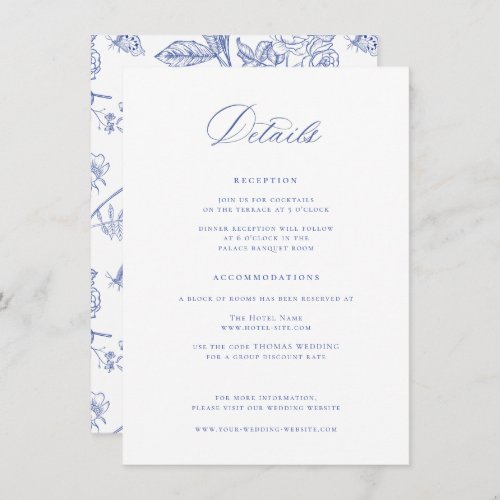 Regency Blue Wedding Details Enclosure Card