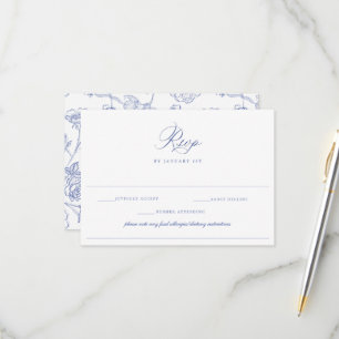 Regency Blue Wedding Food Allergy Diet Restriction RSVP Card