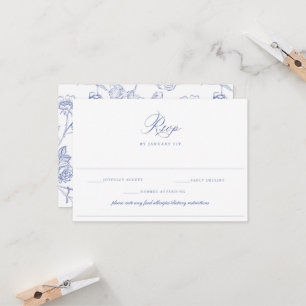 Regency Blue Wedding Food Allergy Diet RSVP Card