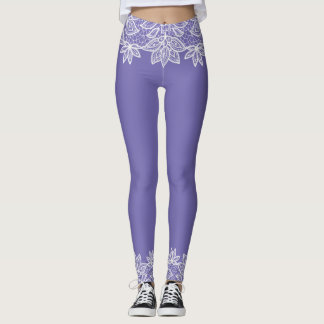 Regency Blue with Lace Look Spandex Leggings