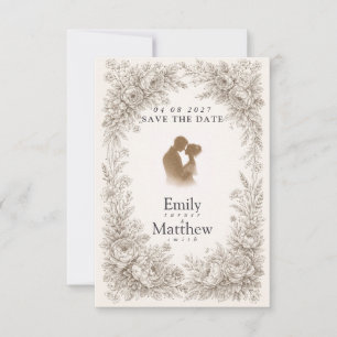Regency Botanical Engraving Save the Date Card