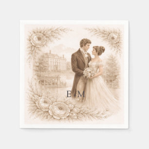 Regency Botanical Engraving Wedding  Napkins