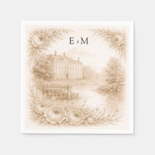 Regency Botanical Engraving Wedding Napkins