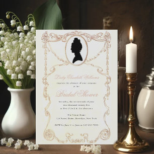 Regency Bridal Shower Vintage Frame Pink Script Invitation
