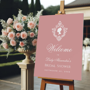 Regency Bridal Shower Welcome Crest Dusty Rose Foam Board